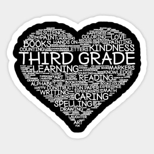 Third Grade Word Heart T-Shirt 3rd Grade Student Teacher Sticker